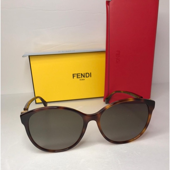 Fendi FF 0412/S Sunglasses Dark Havana / Brown Gradient Women's - Picture 7 of 12